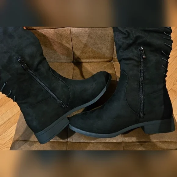 NEW! French Connection Over-the-Knee Micro Suede Boots /Size 7.5 US/ Black - Picture 4 of 8